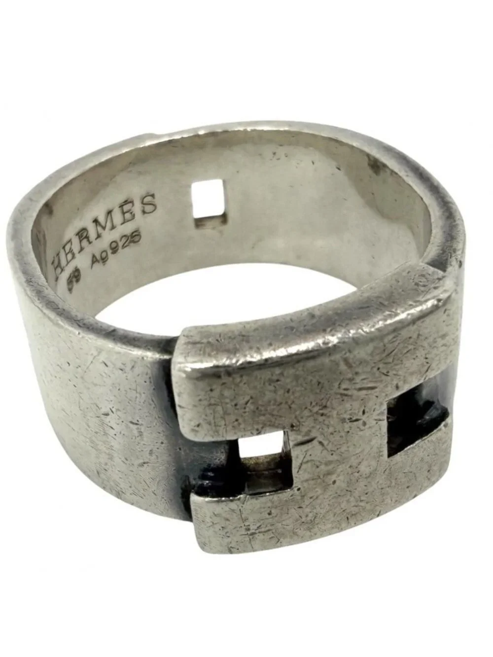 Hermes Ring Hella Crest Accessory Sally Vintage 59 925 Sterling Silver